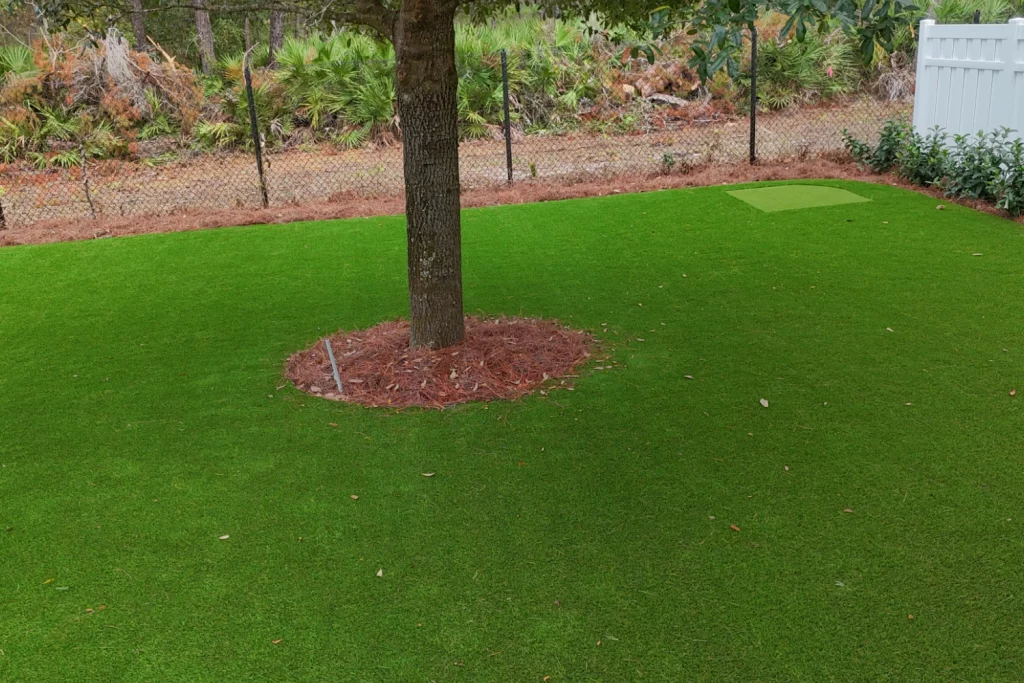 backyard artificial grass installation