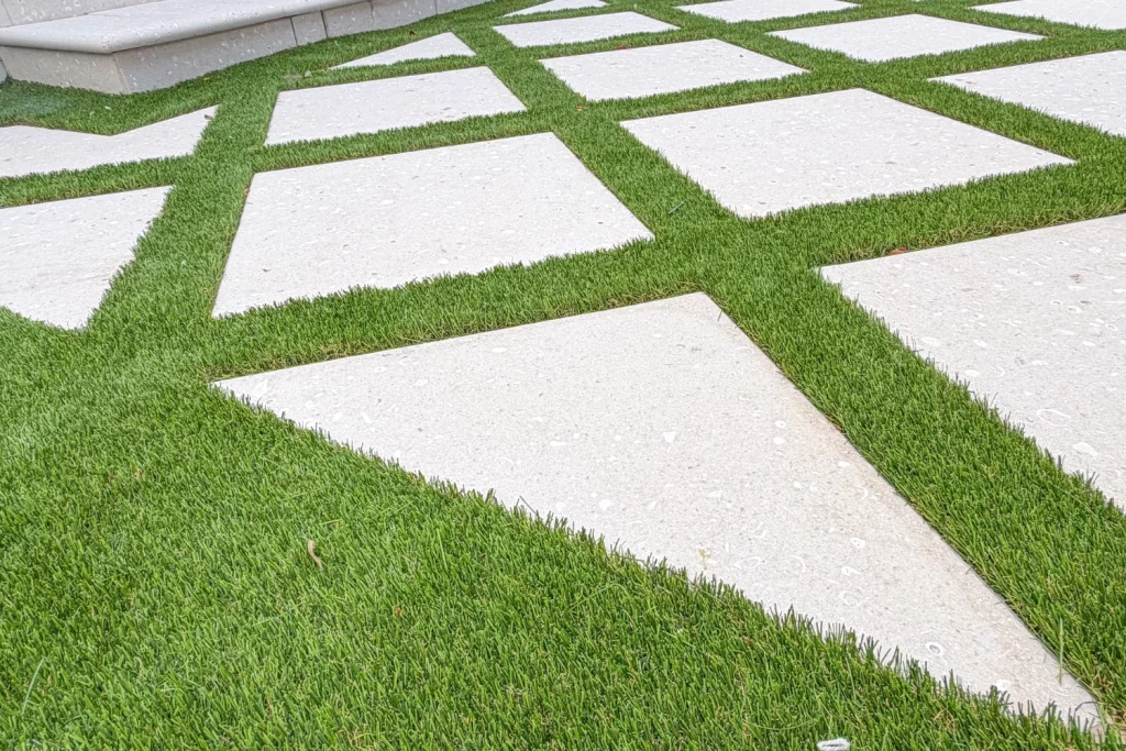 backyard artificial grass walkway