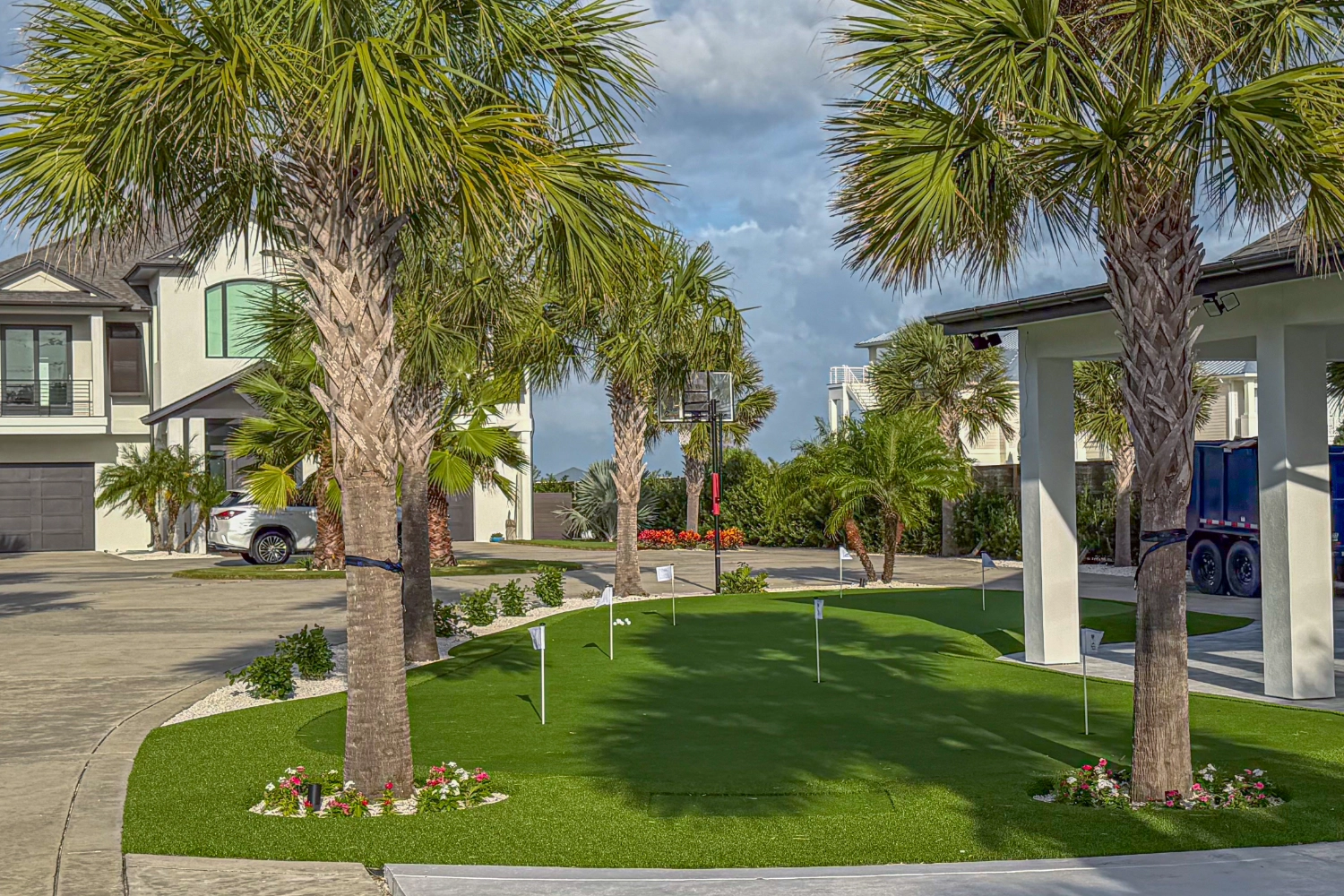 Artificial grass putting green installation