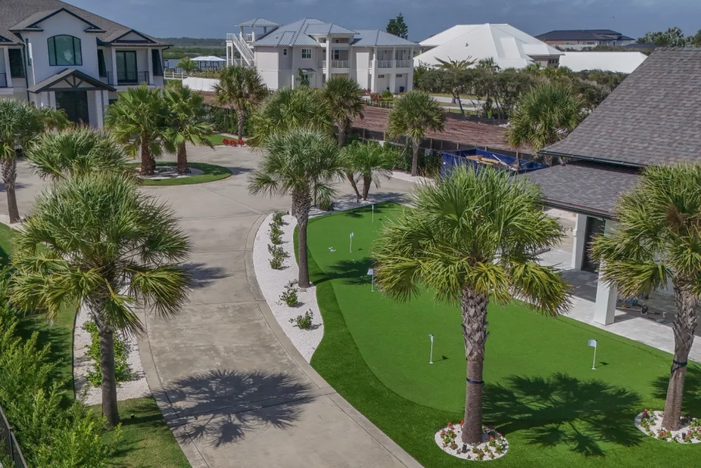 Artificial grass putting green installation