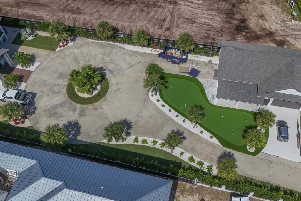 Artificial grass putting green installation