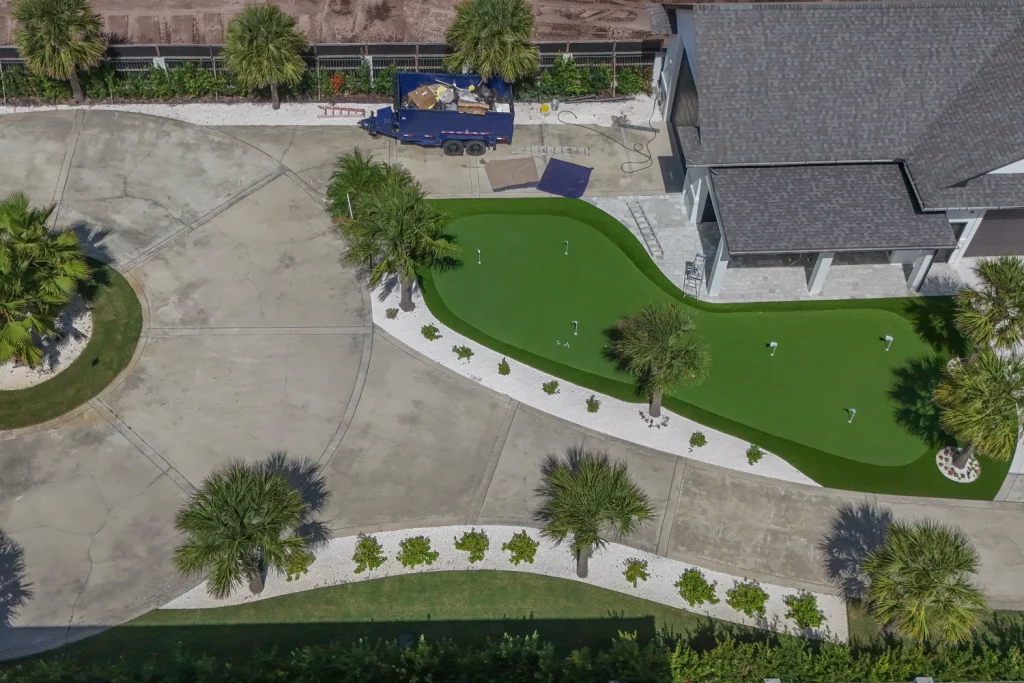 Artificial grass putting green installation