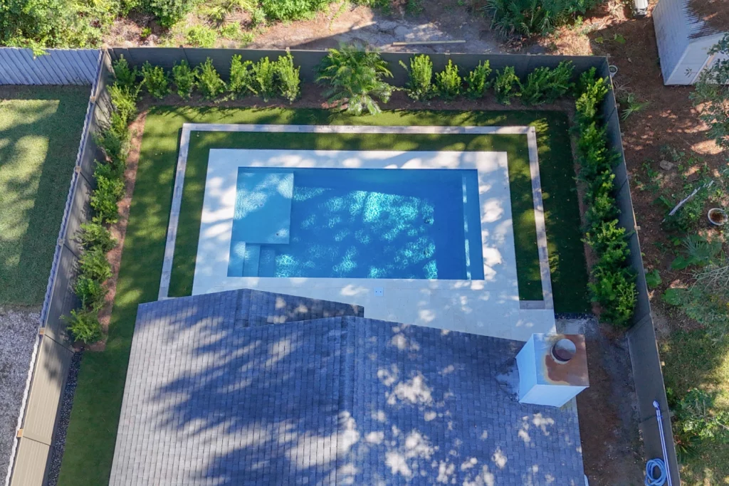 Artificial grass backyard installation in Jacksonville Beach