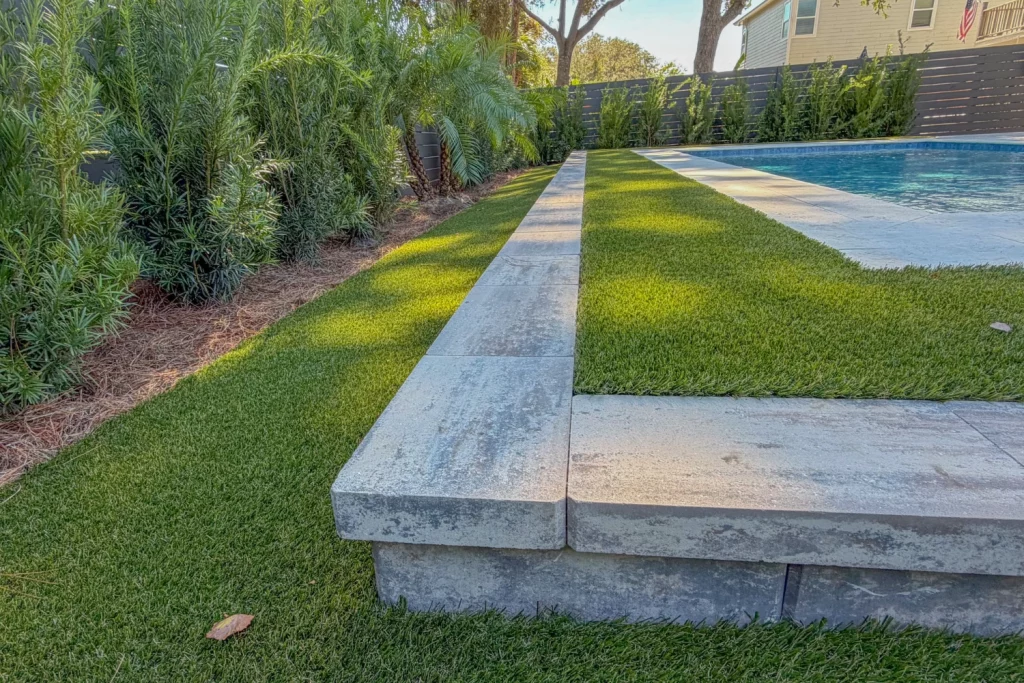 Artificial grass backyard installation in Jacksonville Beach